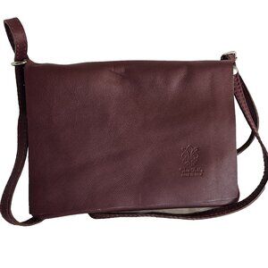 Vera Pelle Italian Leather Shoulder Purse, Burgandy, Medium